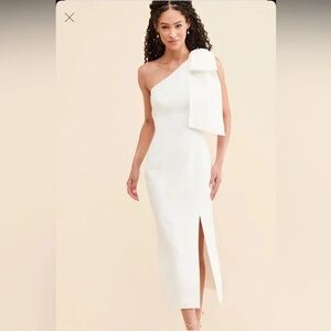 C/MEO White bow midi bride dress size small